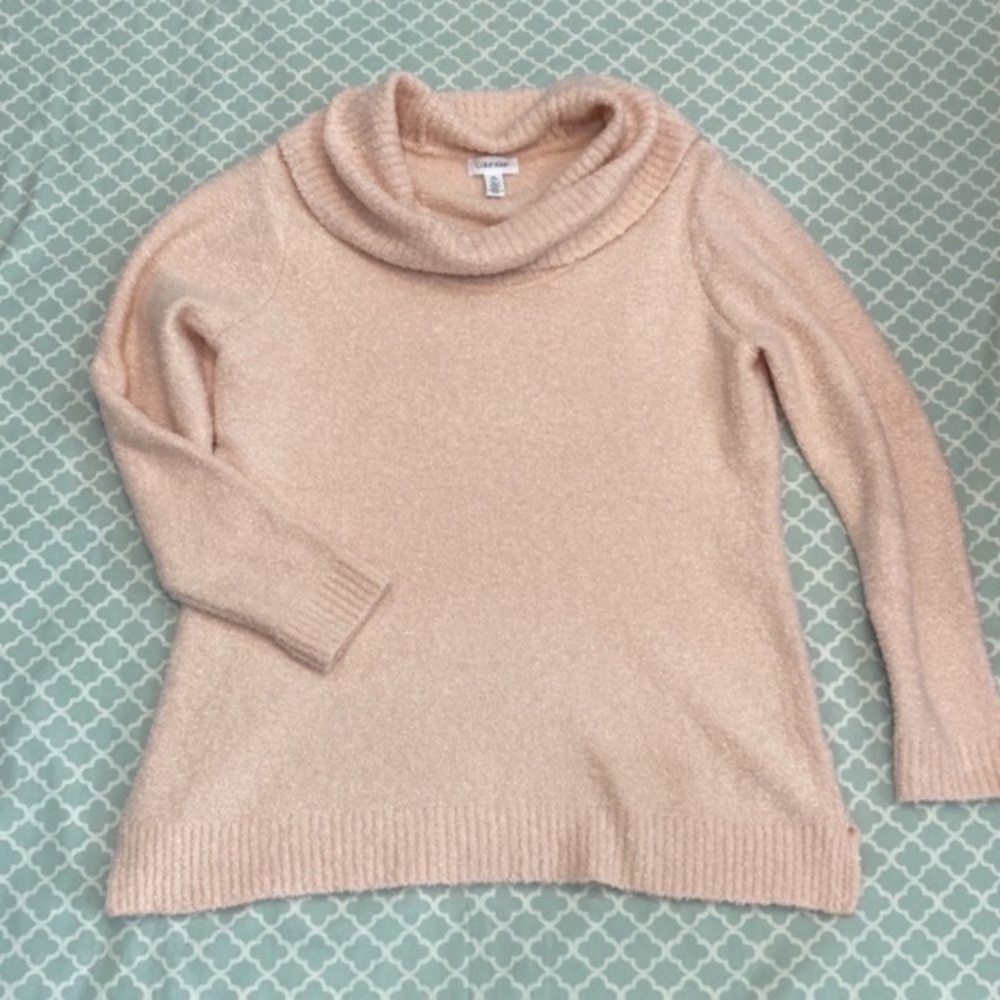 Calvin Klein Pink Boucle Cowl Neck Sweater M